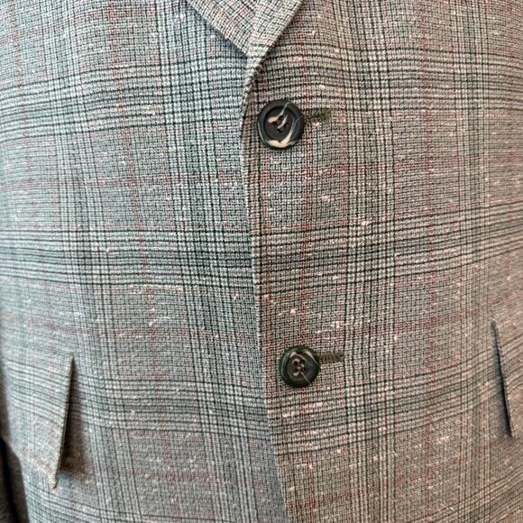 Tan and green plaid men's blazer - Picture 3 of 7